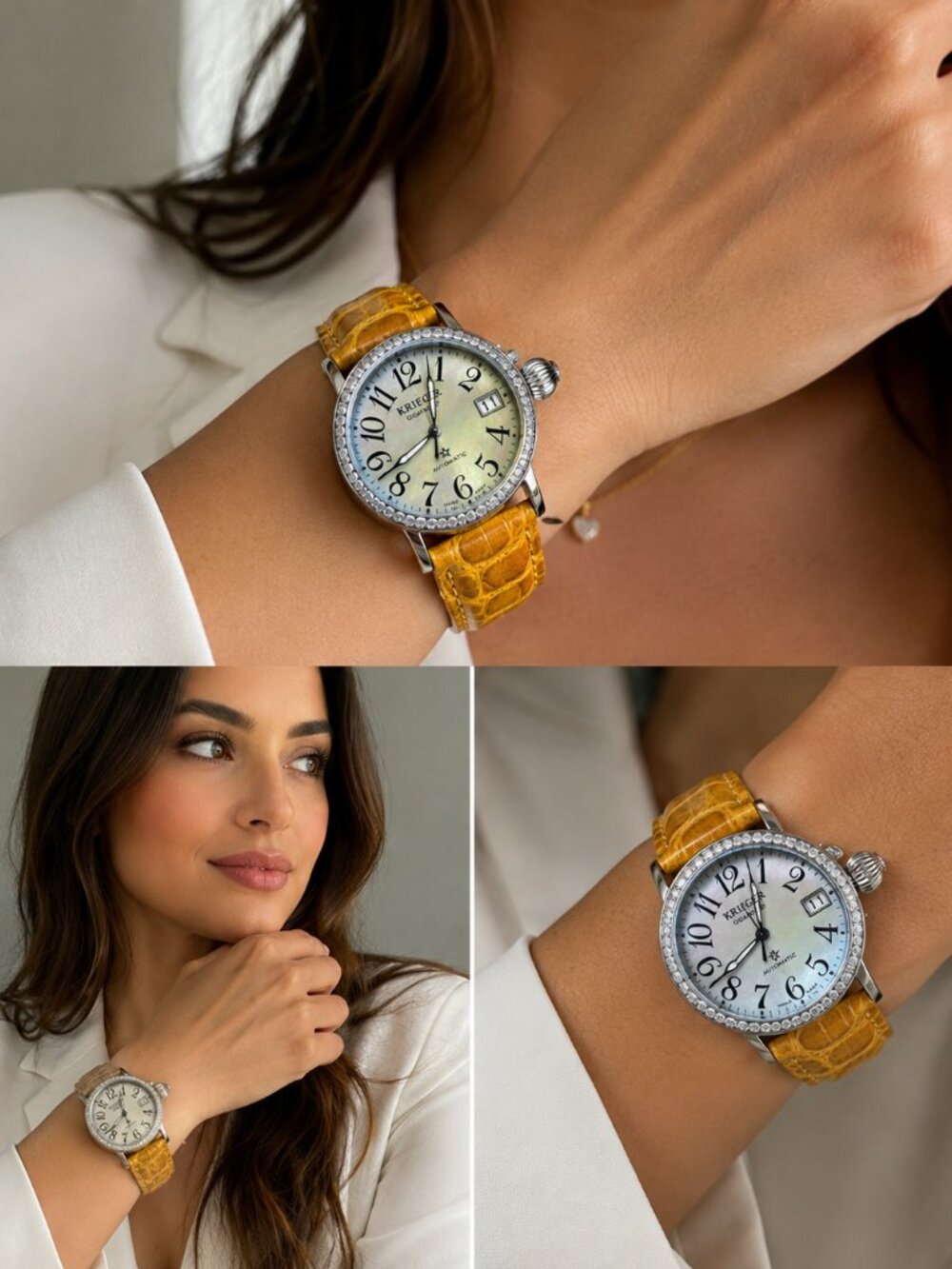 Krieger Gigantium Diamond Bezel Automatic Watch | MOP Dial | Swiss Made | Full S